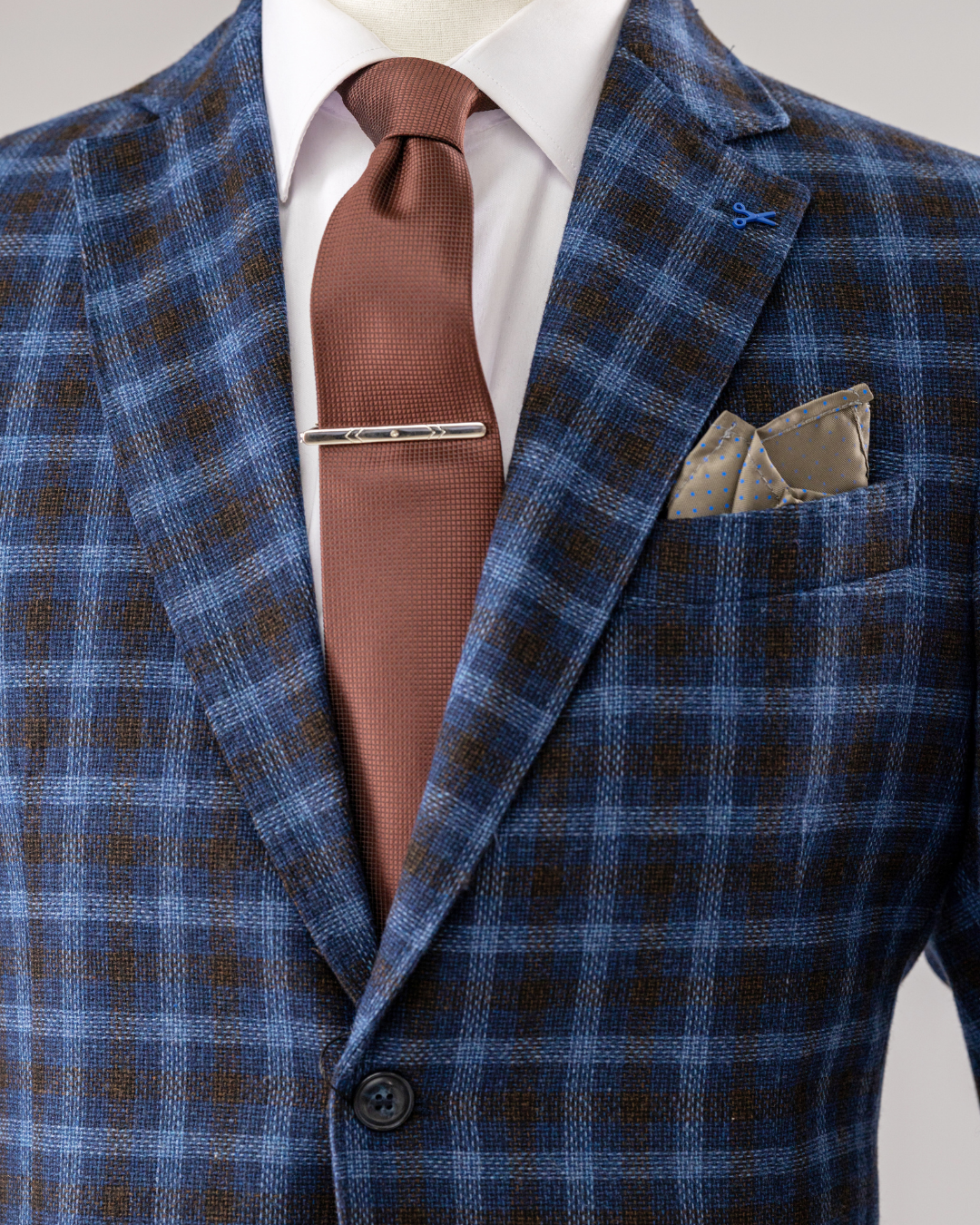 Giacca Lana Galles Blu & Rame