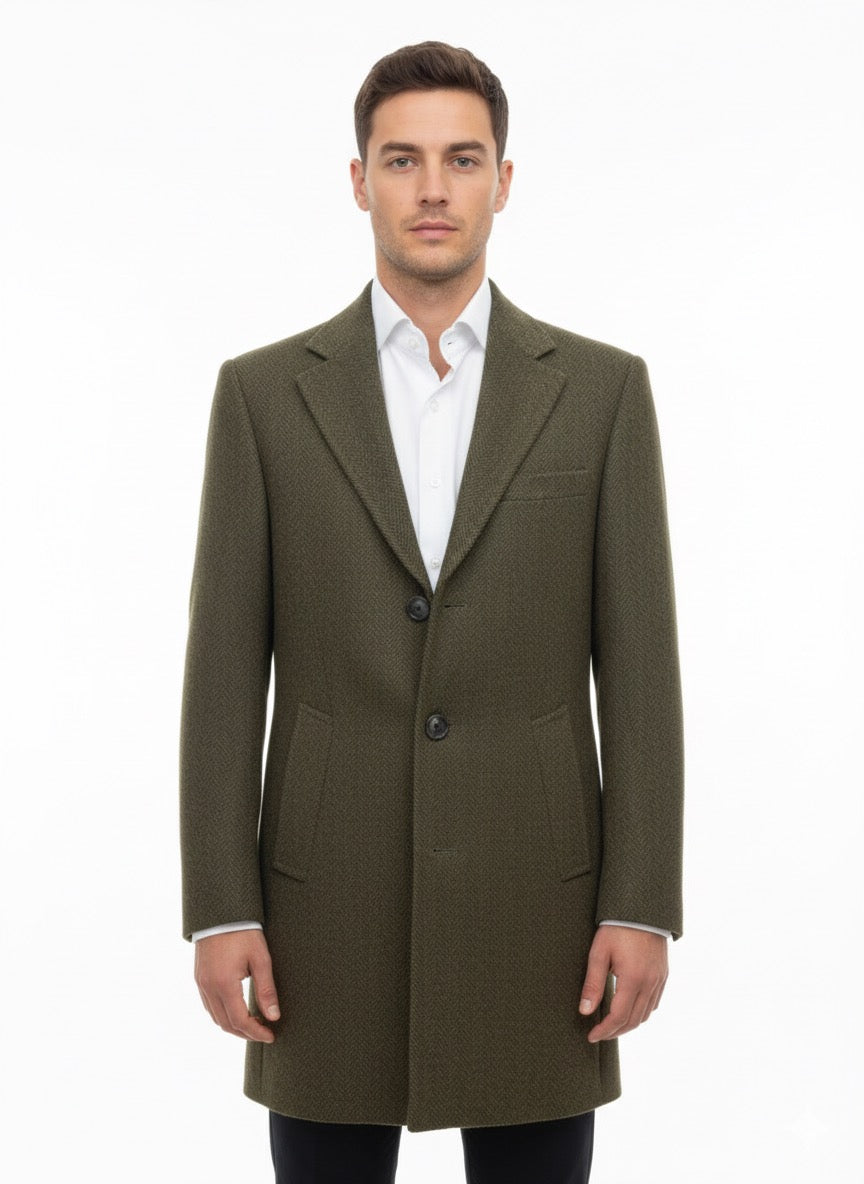 Cappotto in lana Spigato verde