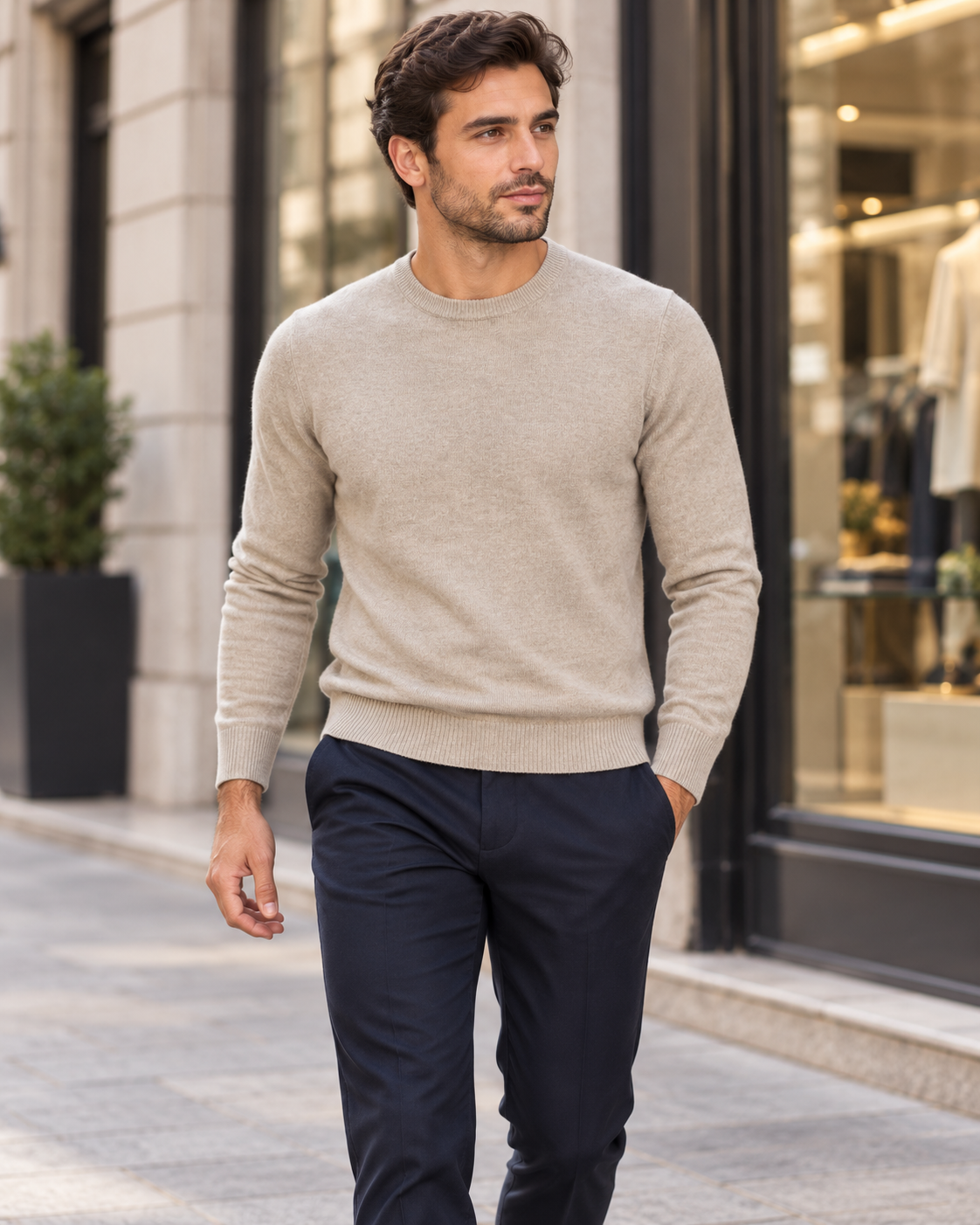 Girocollo Effetto Cashmere - BEIGE