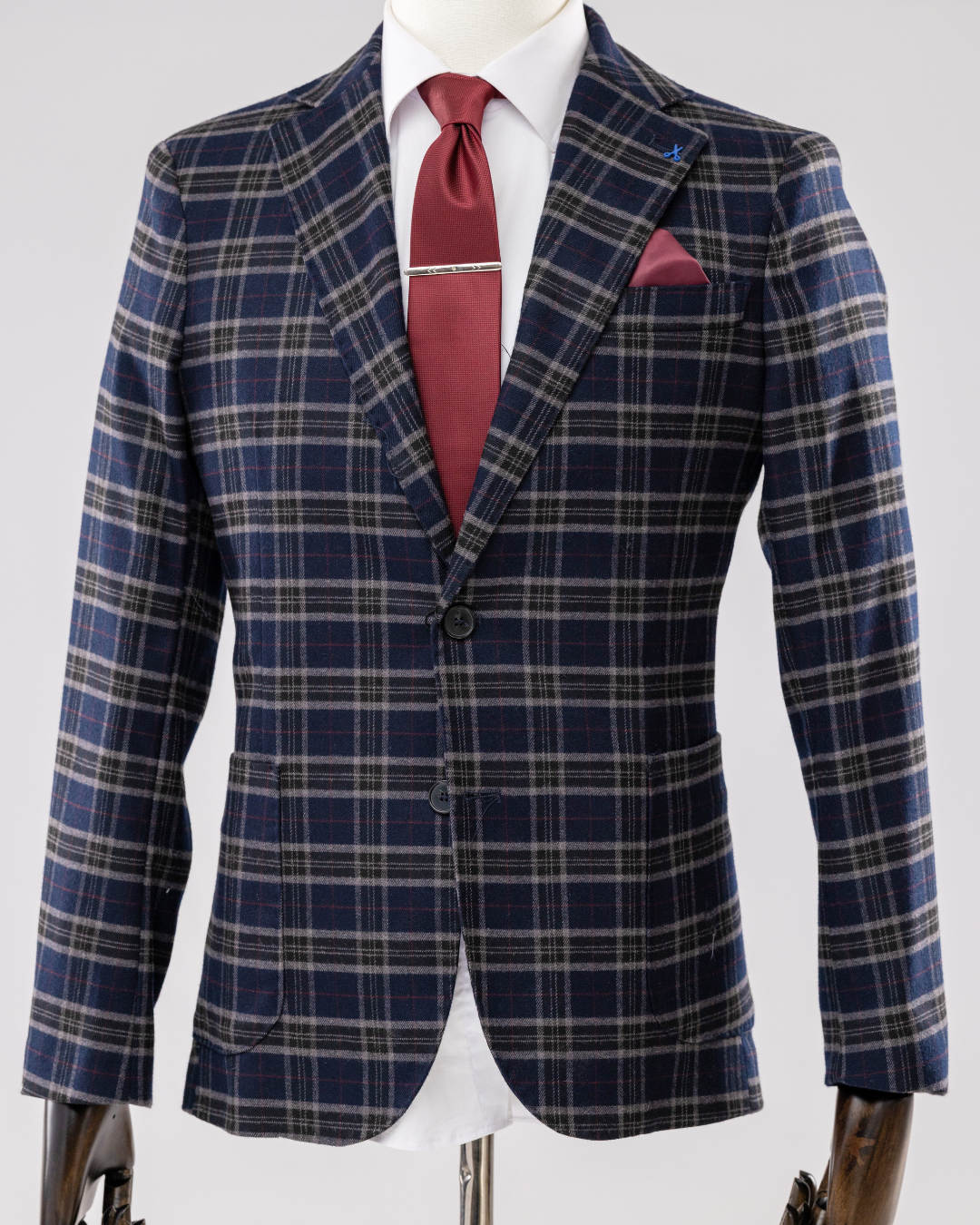 Giacca Lana Blu Galles & bordeaux