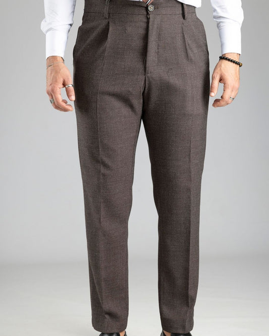 Pantalone Sartoriale Lana Castagna