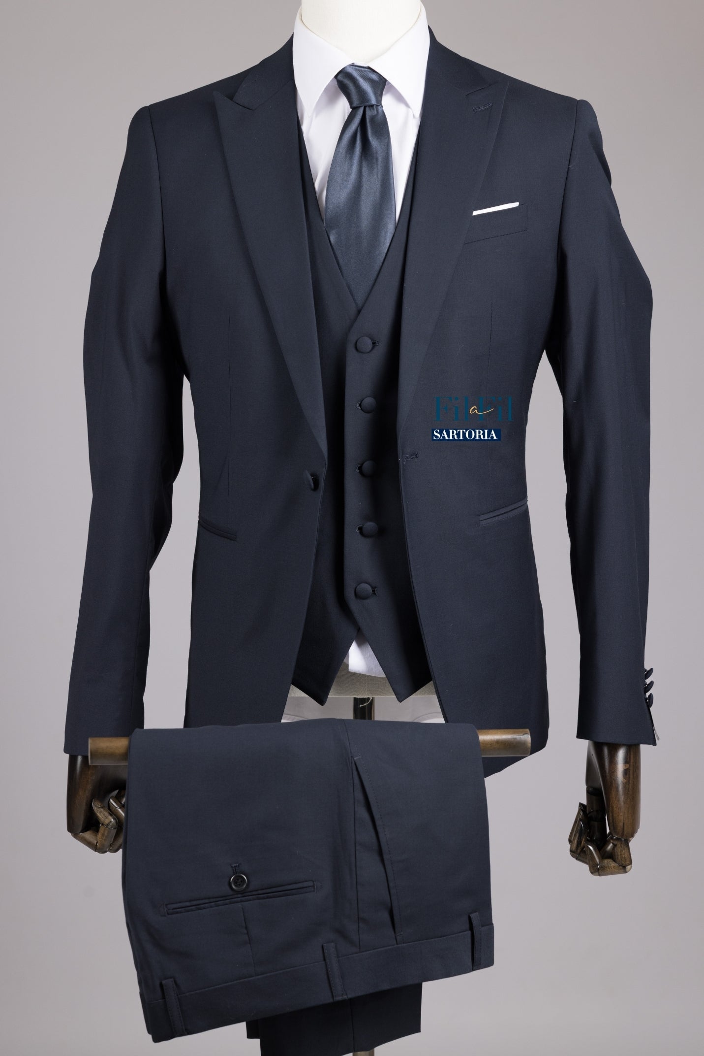 Abito Blu Scuro 3 pezzi elegante Montecarlo