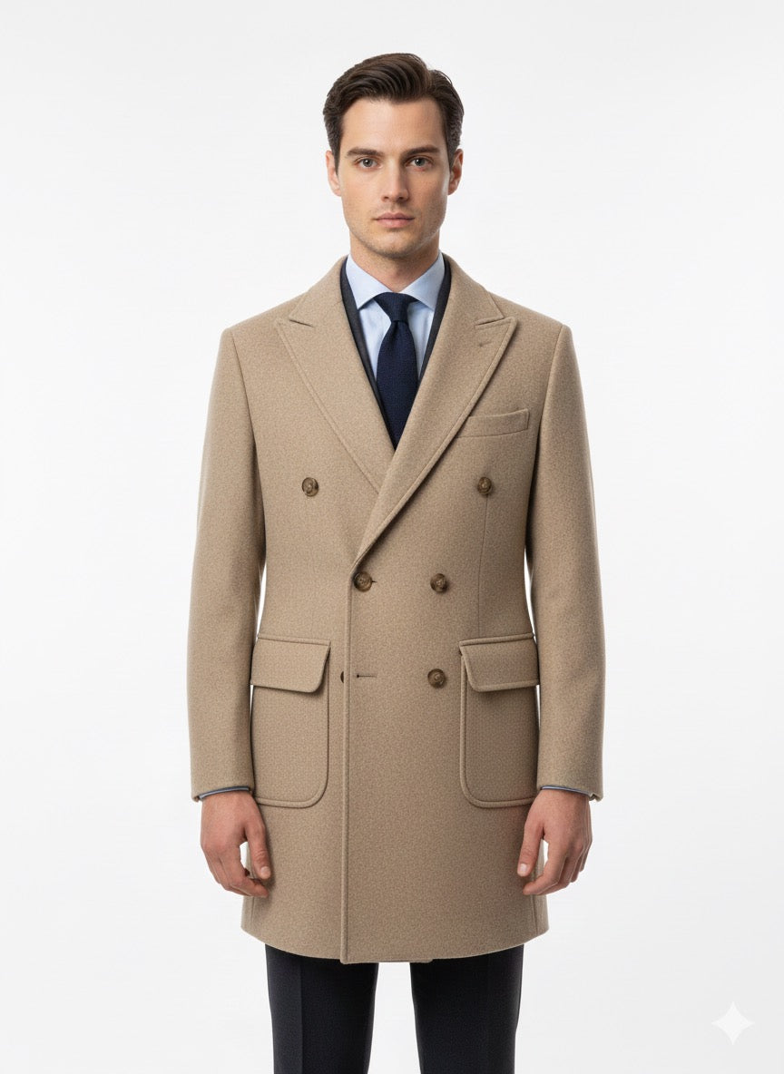 Cappotto in lana Doppiopetto Beige