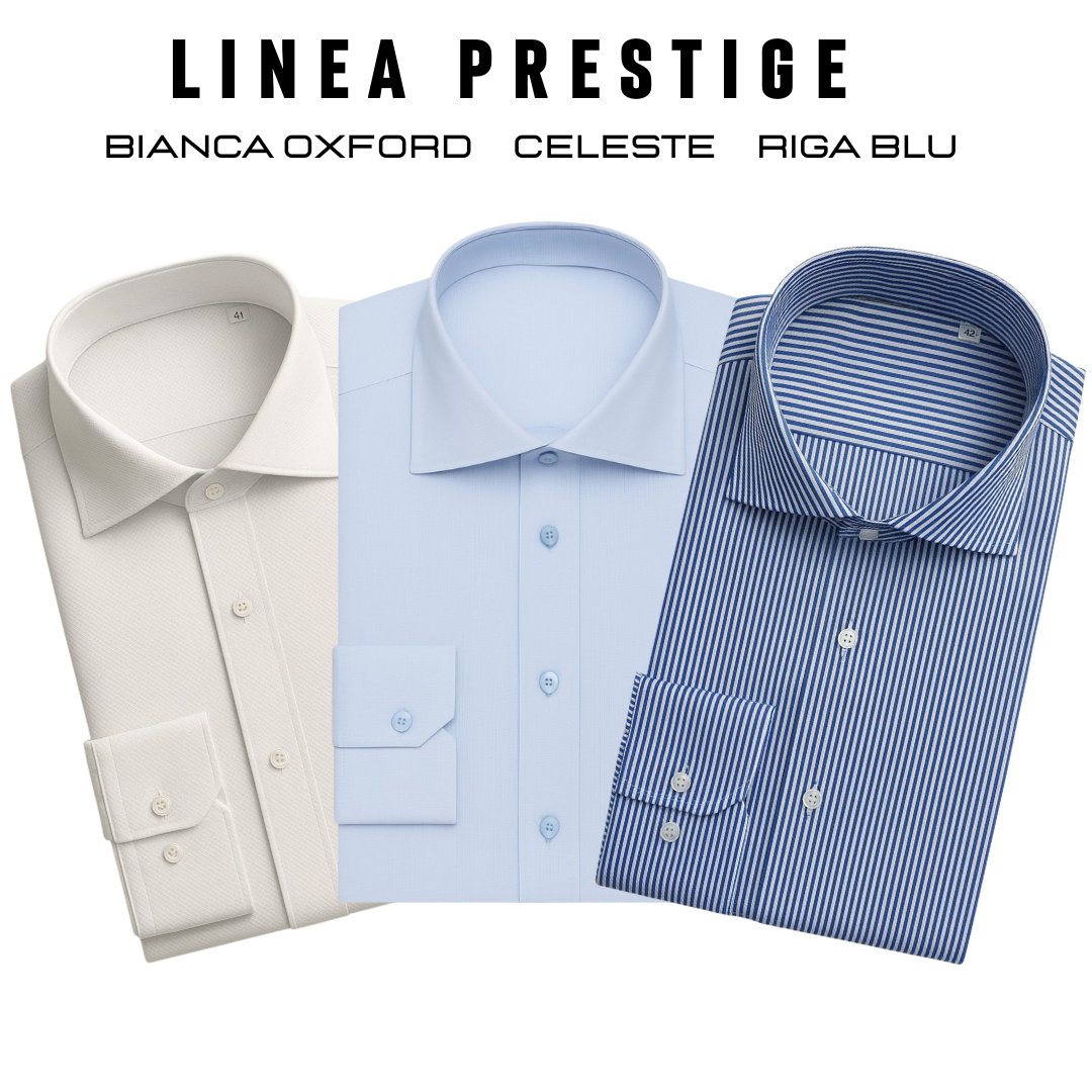 LINEA PRESTIGE - BIANCO OXFORD , CELESTE , RIGA BLU