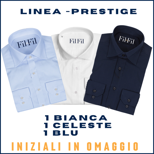 LINEA PRESTIGE - 1 bianca 1 celeste 1 blu con iniziali