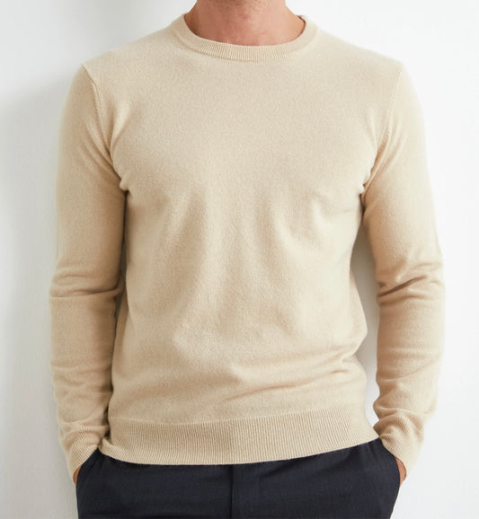 NUOVO Girocollo beige mano CASHMERE