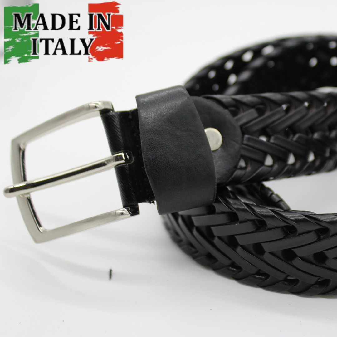 Cintura Pelle intrecciata Nera