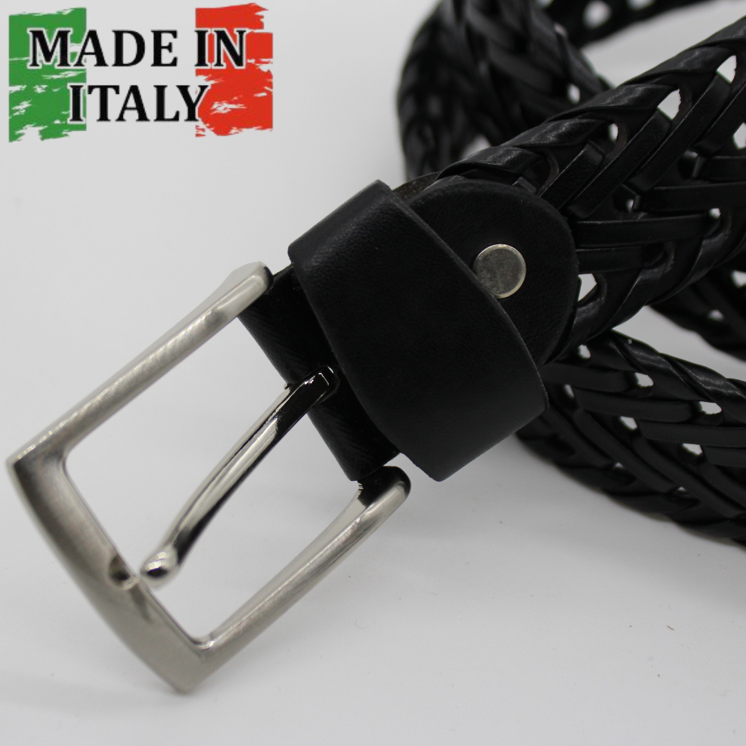 Cintura Pelle intrecciata Nera