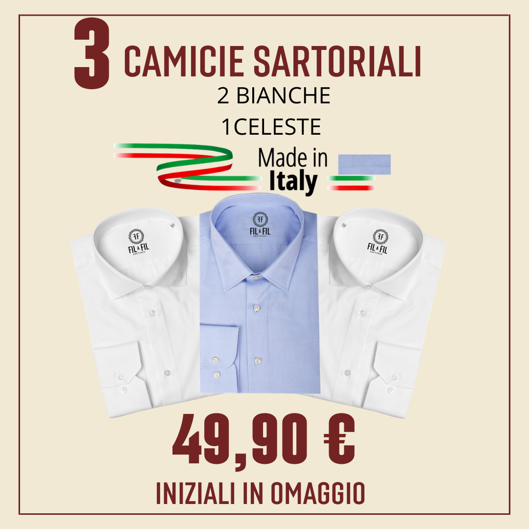 2 Camicie Bianche e 1 Camicia Celeste