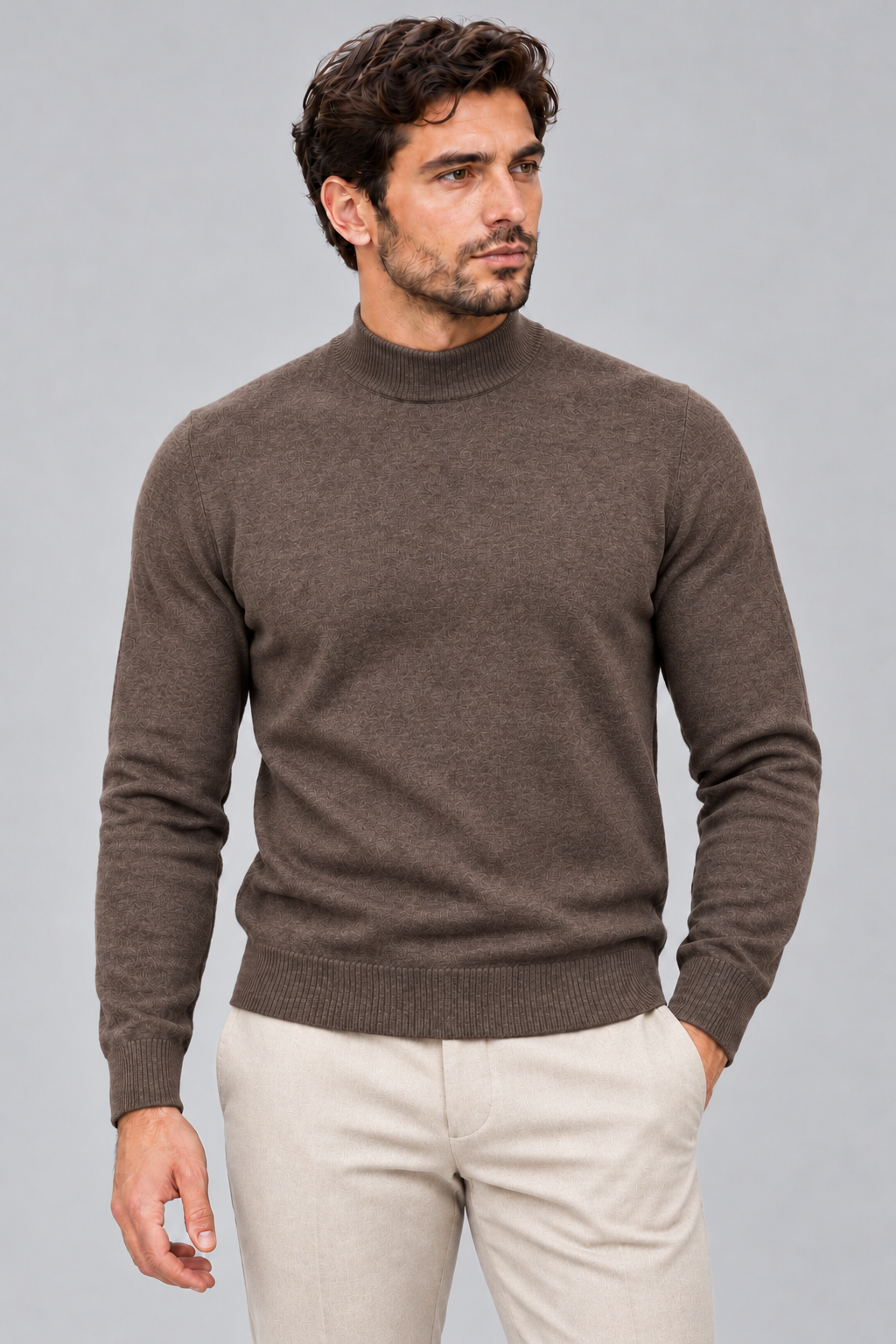 Mezzocollo Effetto Cashmere -MORO