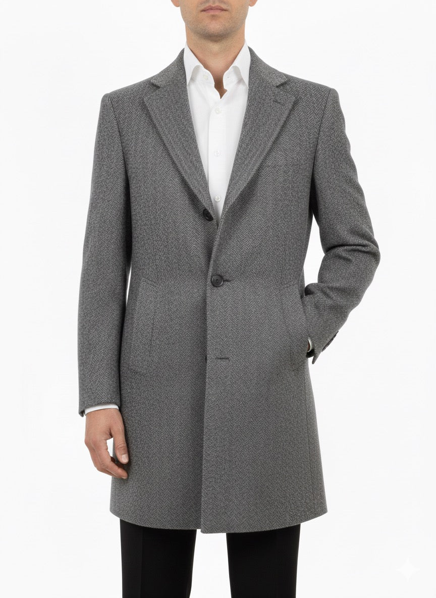 Cappotto in lana Spigato grigio