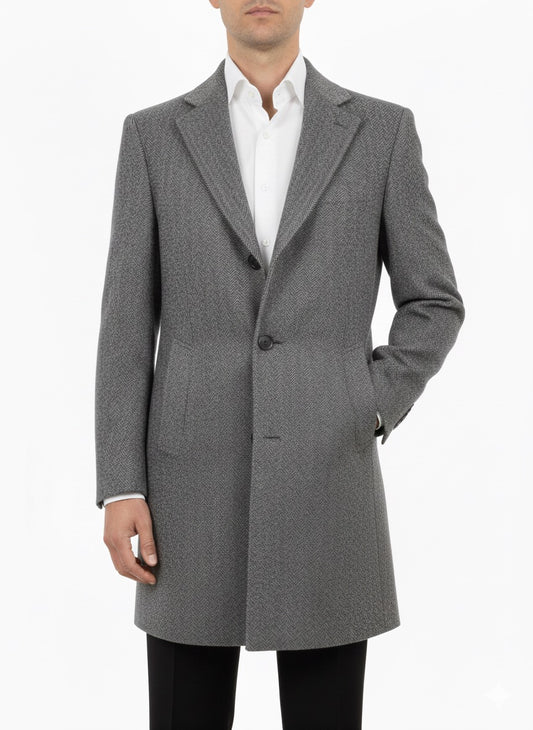 Cappotto in lana Spigato grigio
