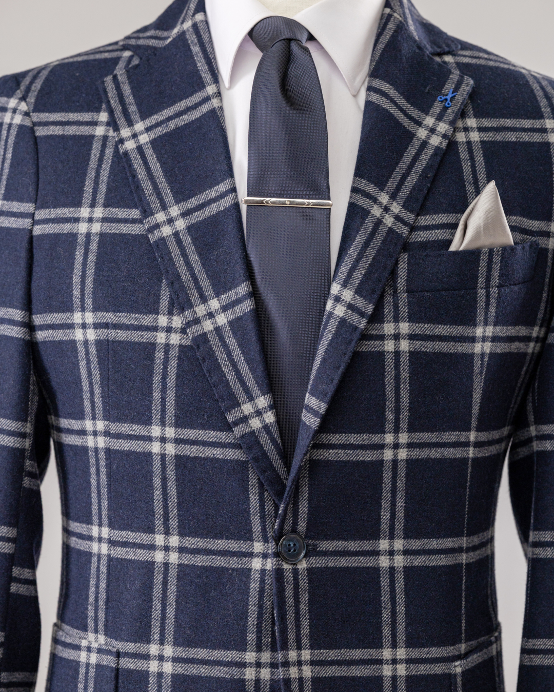 Giacca Lana Quadro Blu