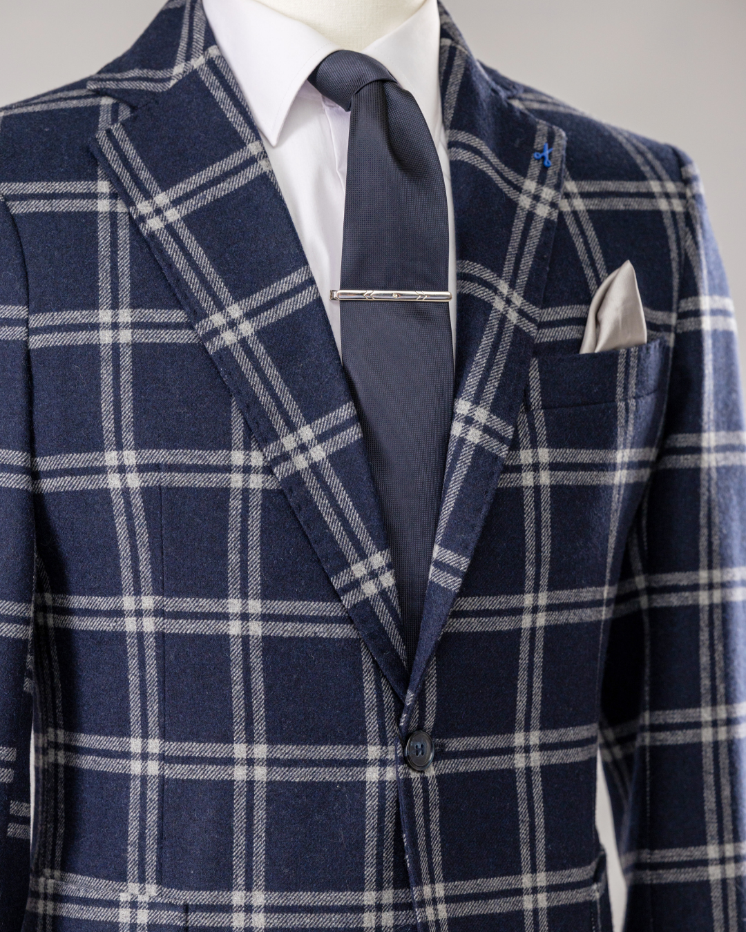Giacca Lana Quadro Blu