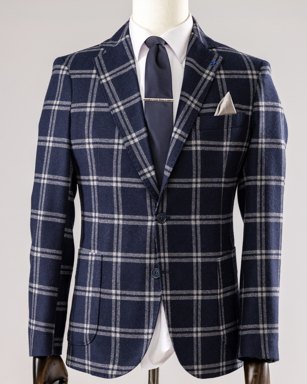 Giacca Lana Quadro Blu
