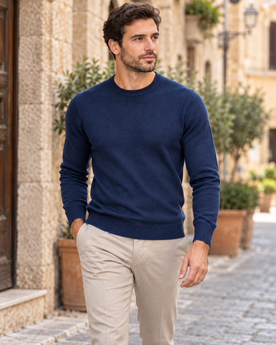 Girocollo Effetto Cashmere - BLU NAVY