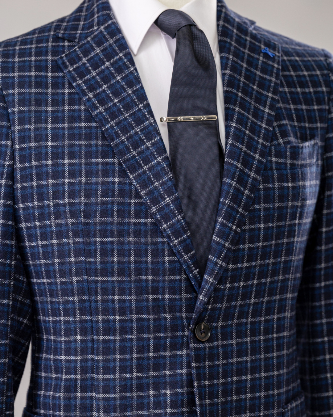 Giacca Lana Microquadro Blu