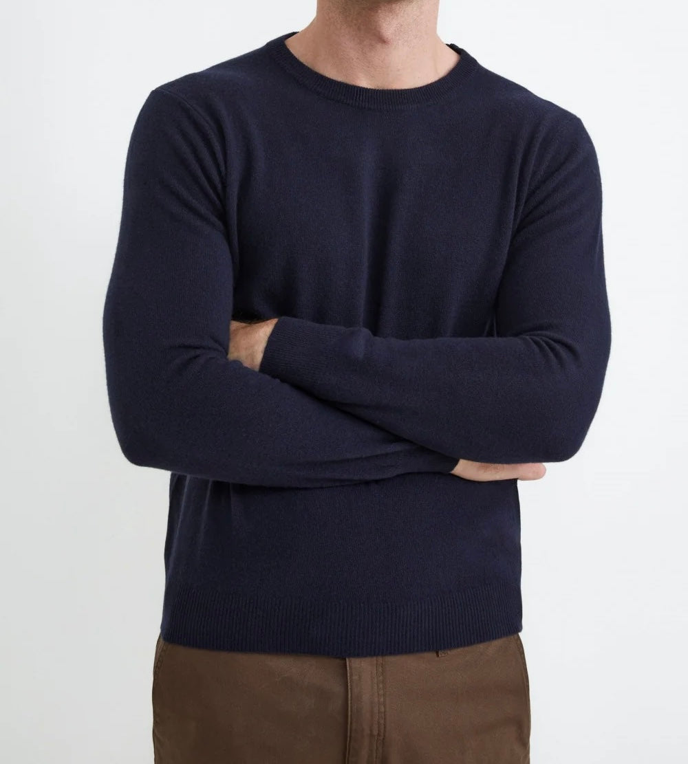 NUOVO Girocollo blu mano CASHMERE