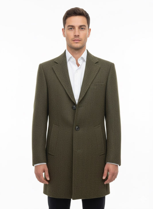 Cappotto in lana Spigato verde