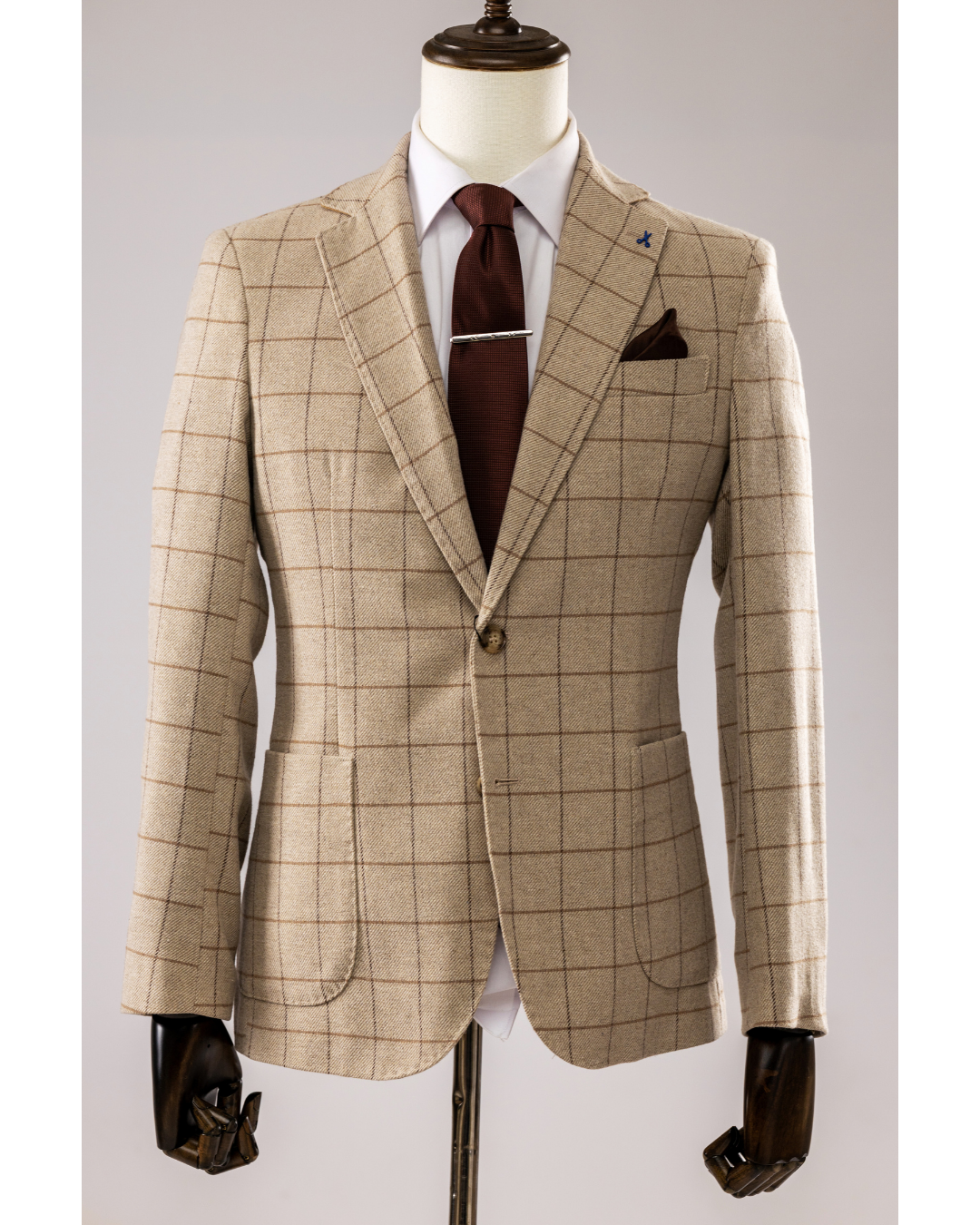 Giacca Lana Quadro Beige