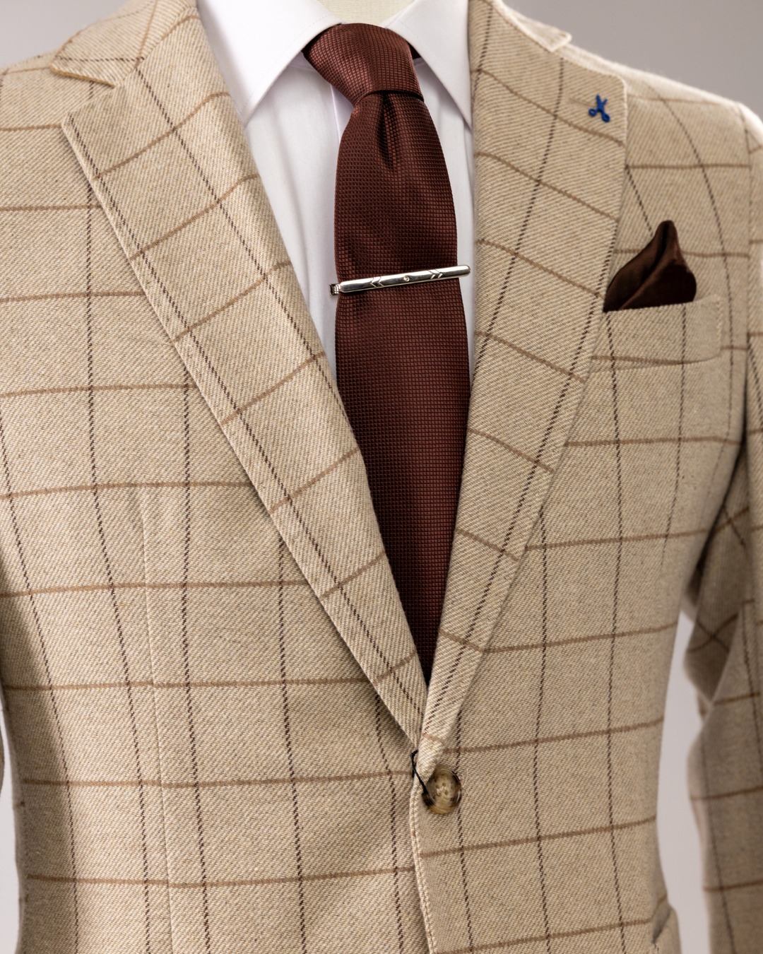 Giacca Lana Quadro Beige