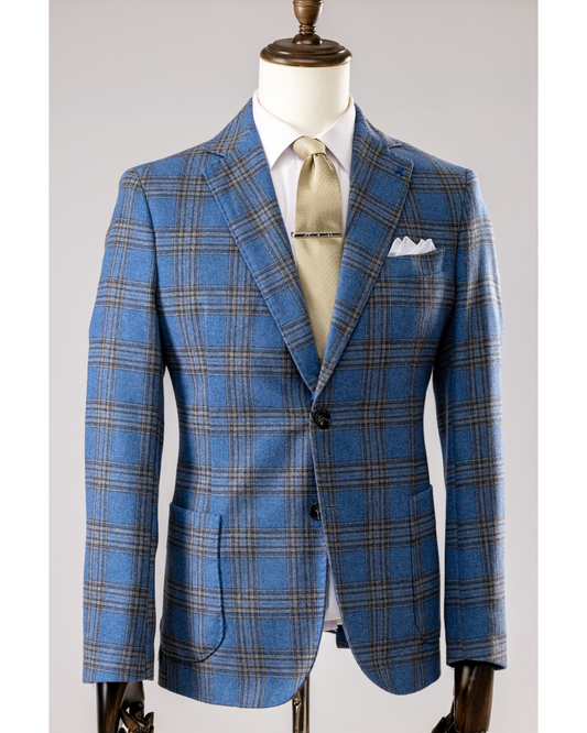 Giacca Lana Galles Celeste