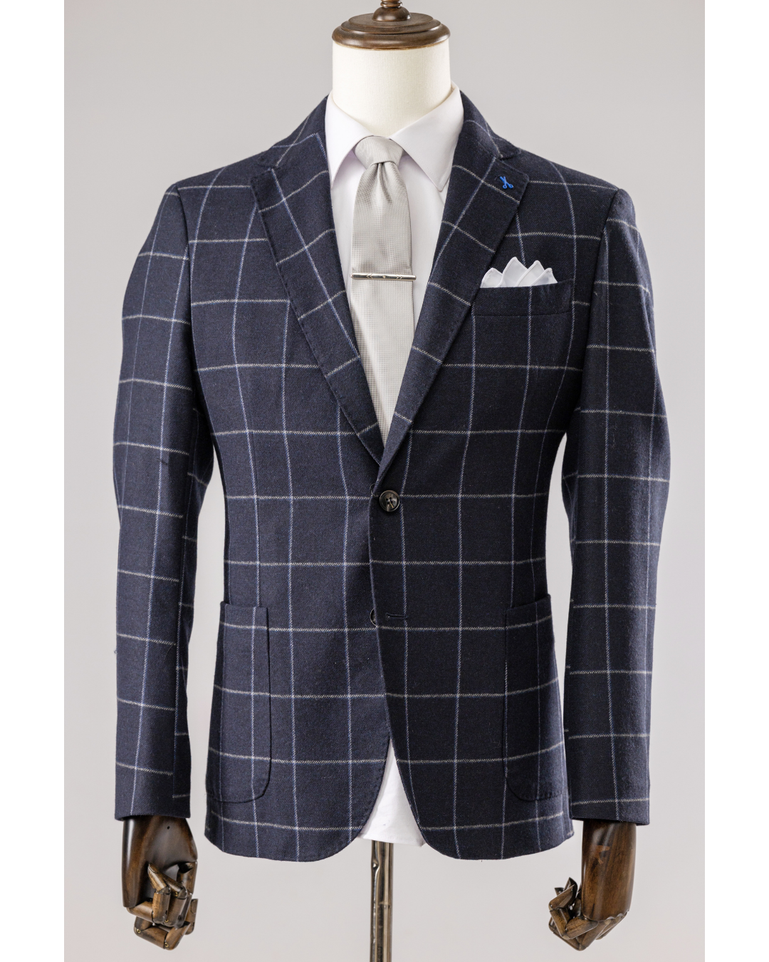 Giacca Lana Blu Quadrone