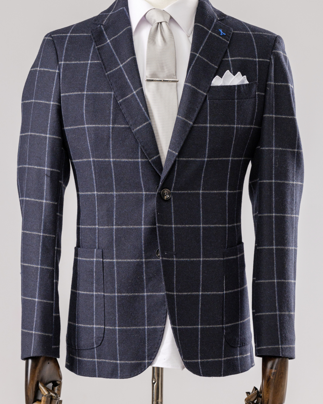 Giacca Lana Blu Quadrone