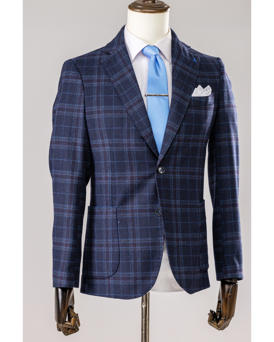 Giacca Lana Blu Galles & Celeste