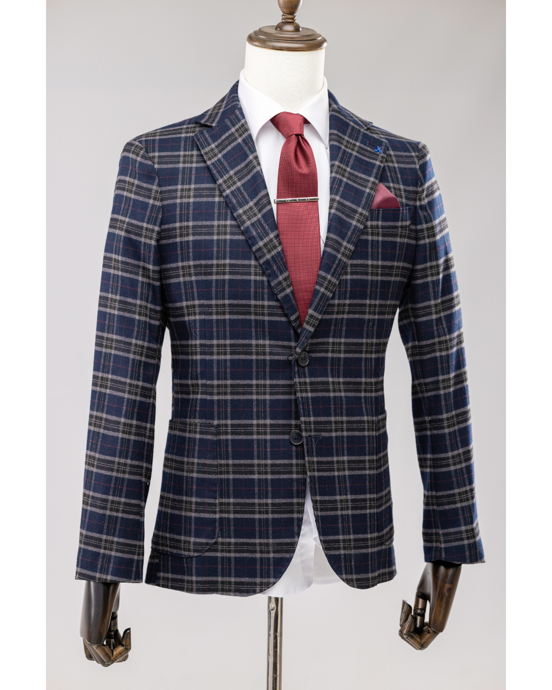 Giacca Lana Blu Galles & bordeaux