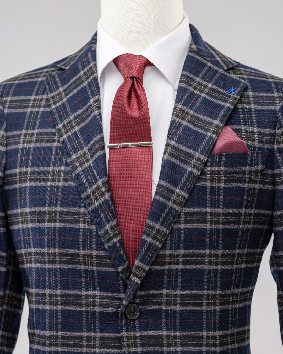 Giacca Lana Blu Galles & bordeaux