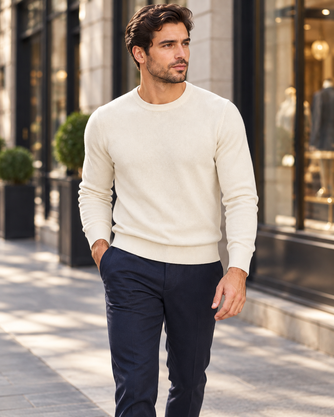 Girocollo Effetto Cashmere - PANNA