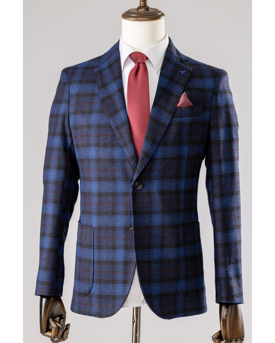 Giacca Lana Galles Blu & Bordeaux