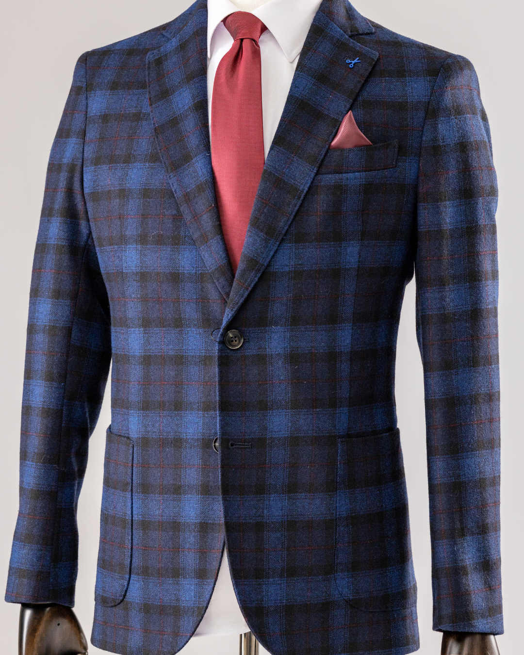 Giacca Lana Galles Blu & Bordeaux