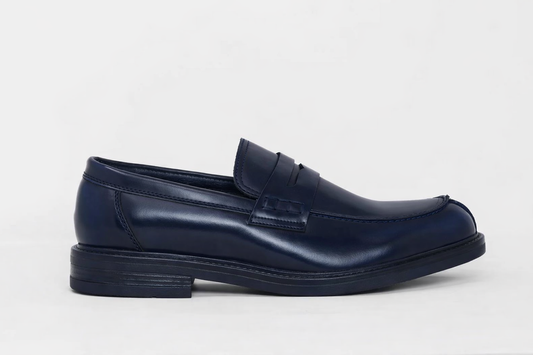 Mocassino College in pelle Blu*