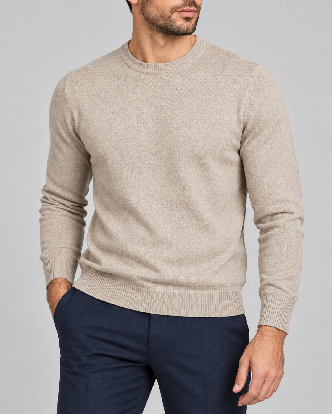 Girocollo Effetto Cashmere - BEIGE