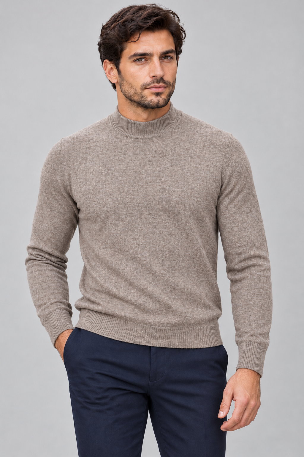 Mezzocollo Effetto Cashmere -FANGO