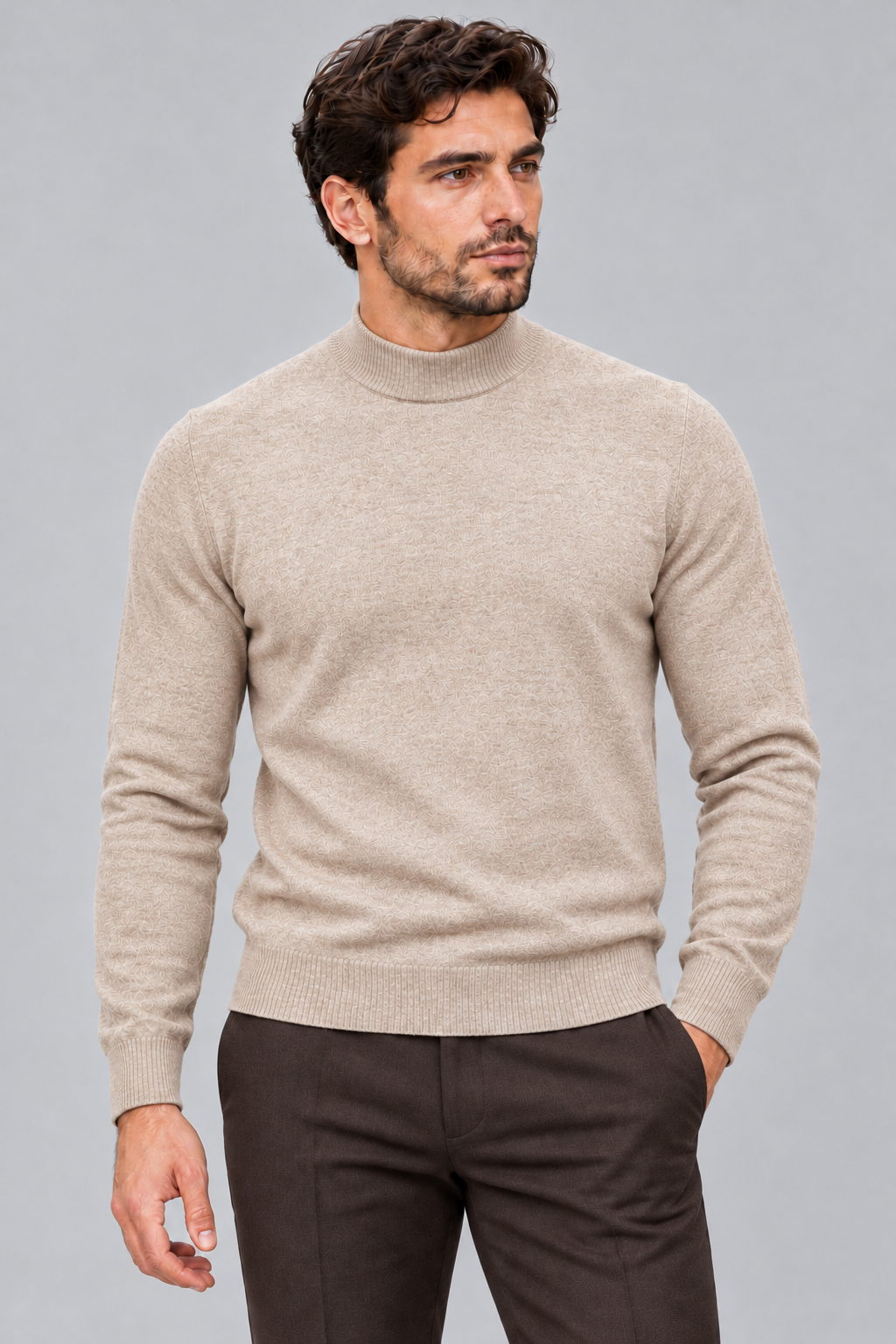 Mezzocollo Effetto Cashmere -BEIGE