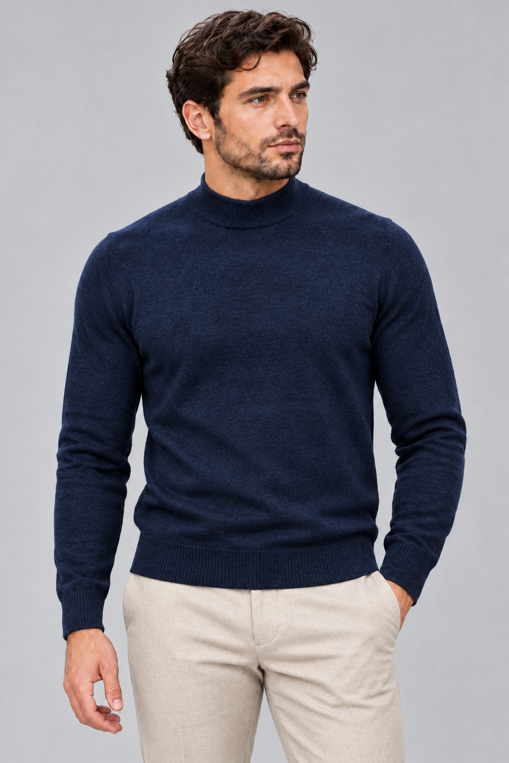 Mezzocollo Effetto Cashmere -BLU