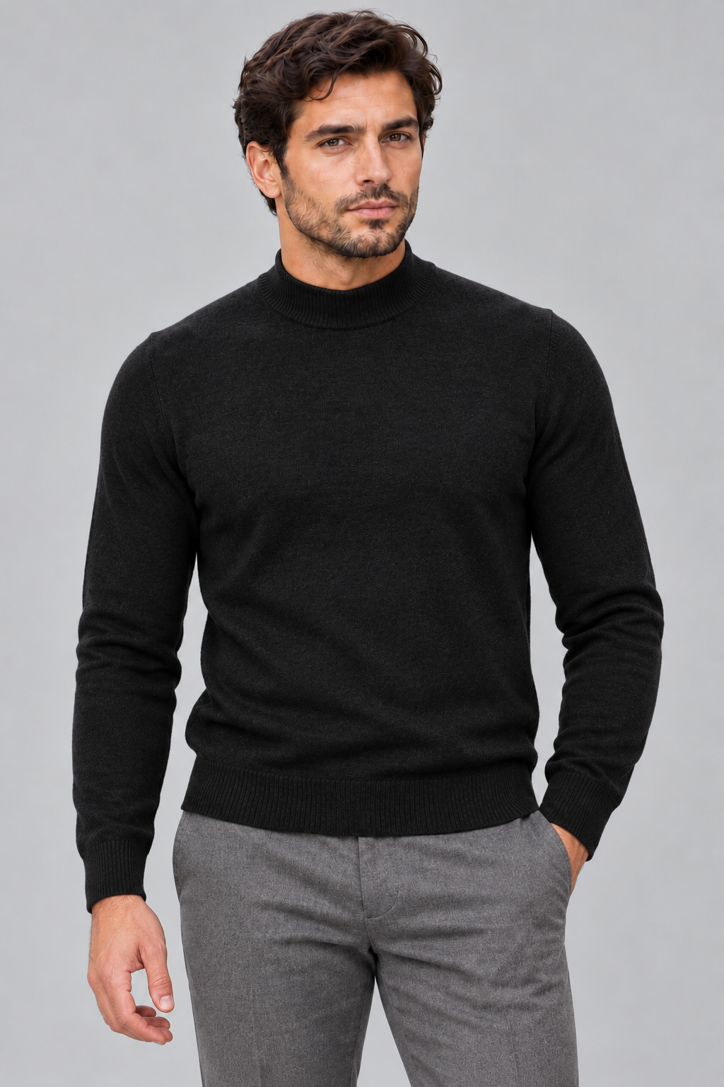 Mezzocollo Effetto Cashmere -NERO