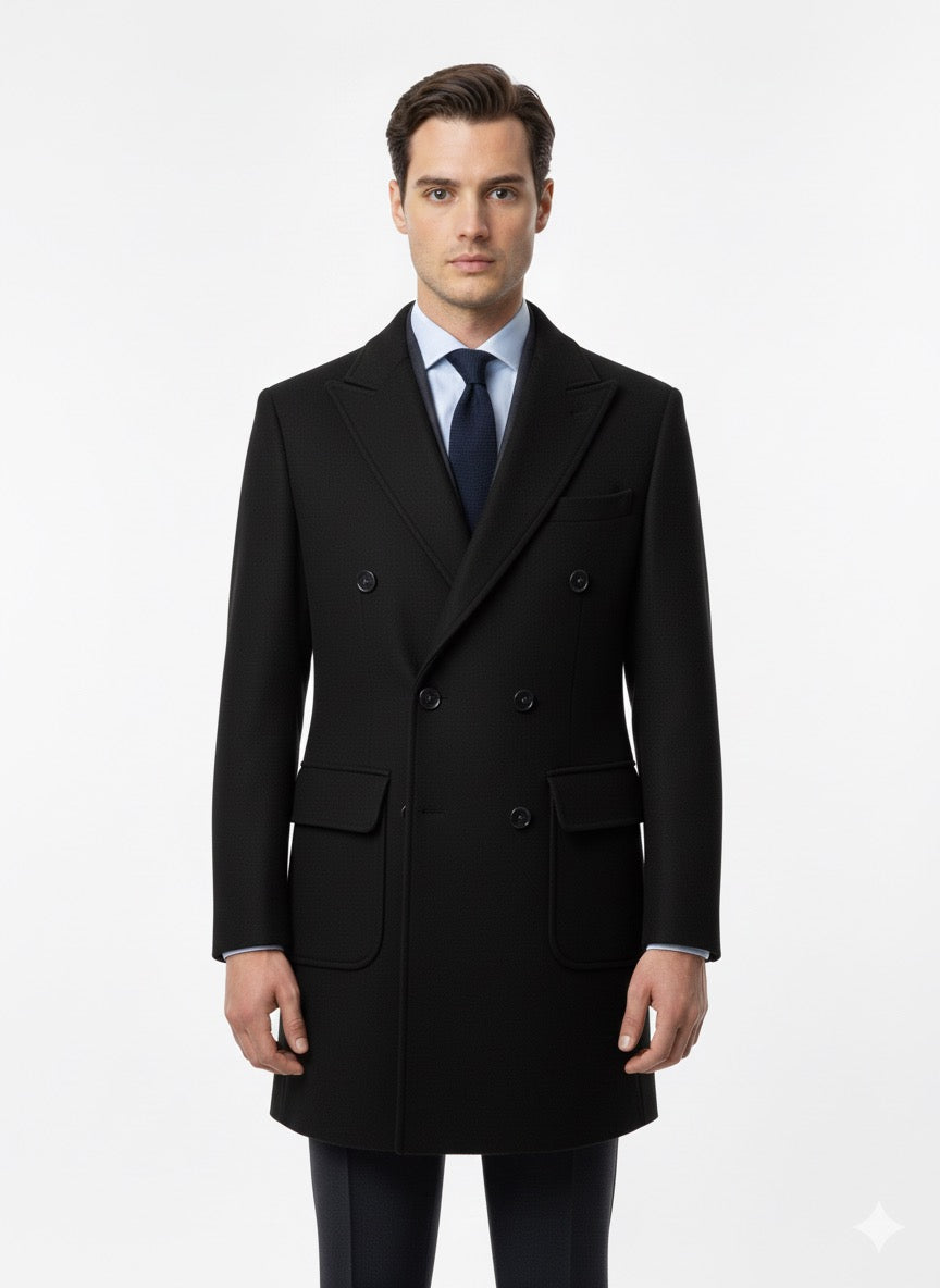 Cappotto in lana Doppiopetto Nero