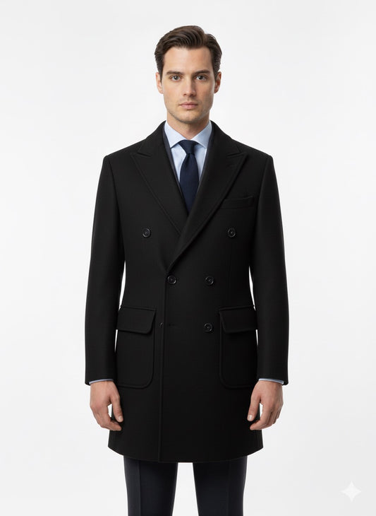 Cappotto in lana Doppiopetto Nero
