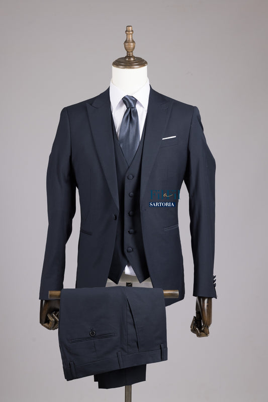 Abito Blu Scuro 3 pezzi elegante Montecarlo