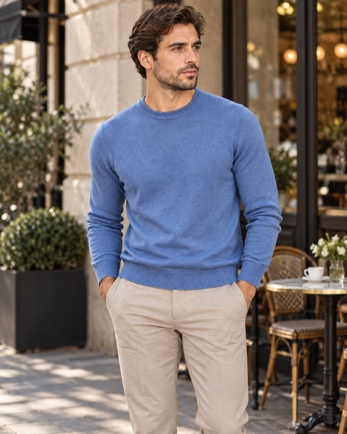 Girocollo Effetto Cashmere - CIELO