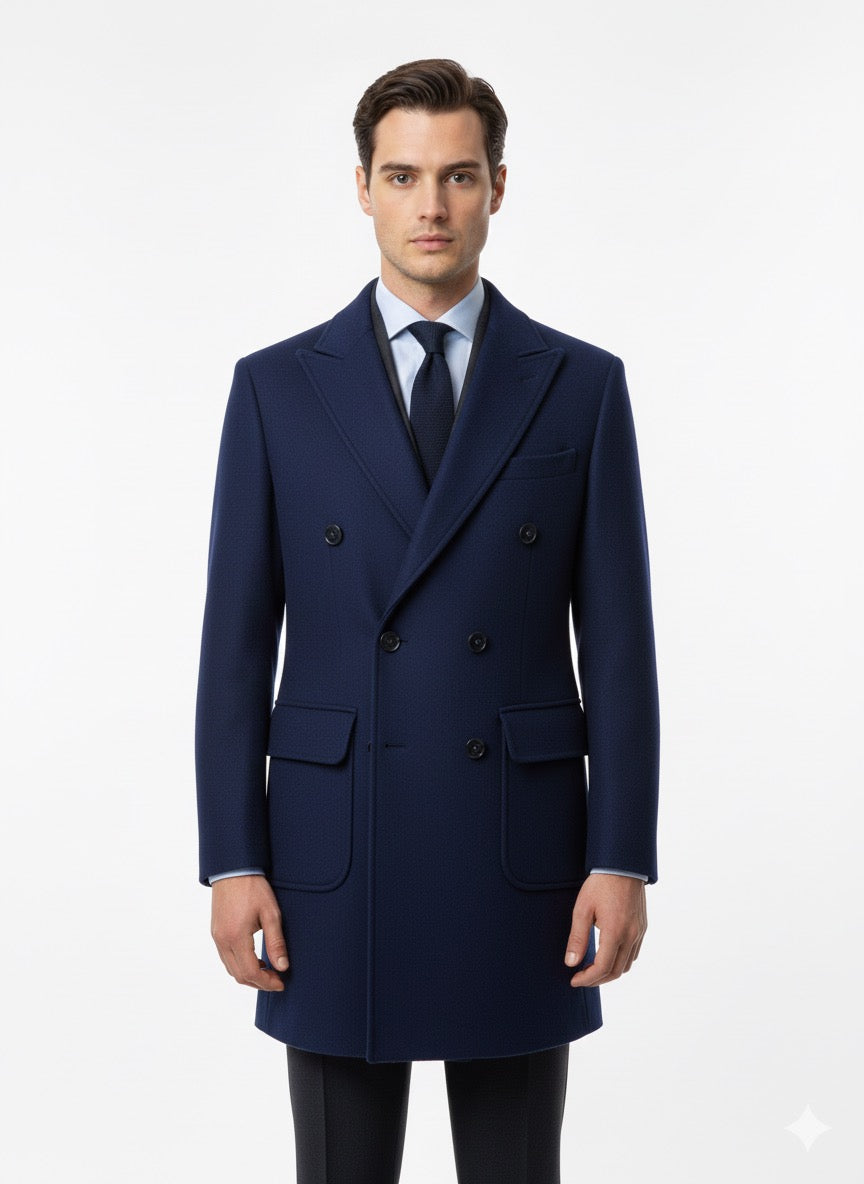 Cappotto in lana Doppiopetto Blu
