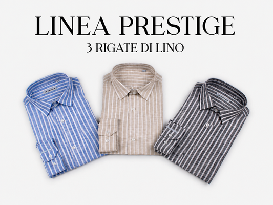 3 Camicie RIGATE DI LINO con iniziali incluse