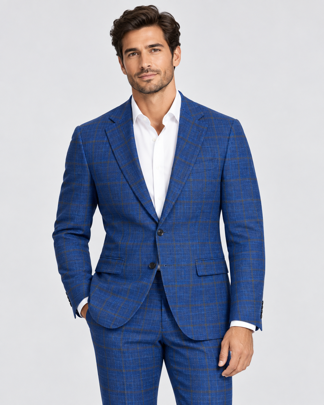 Abito quadro Galles blu e moro