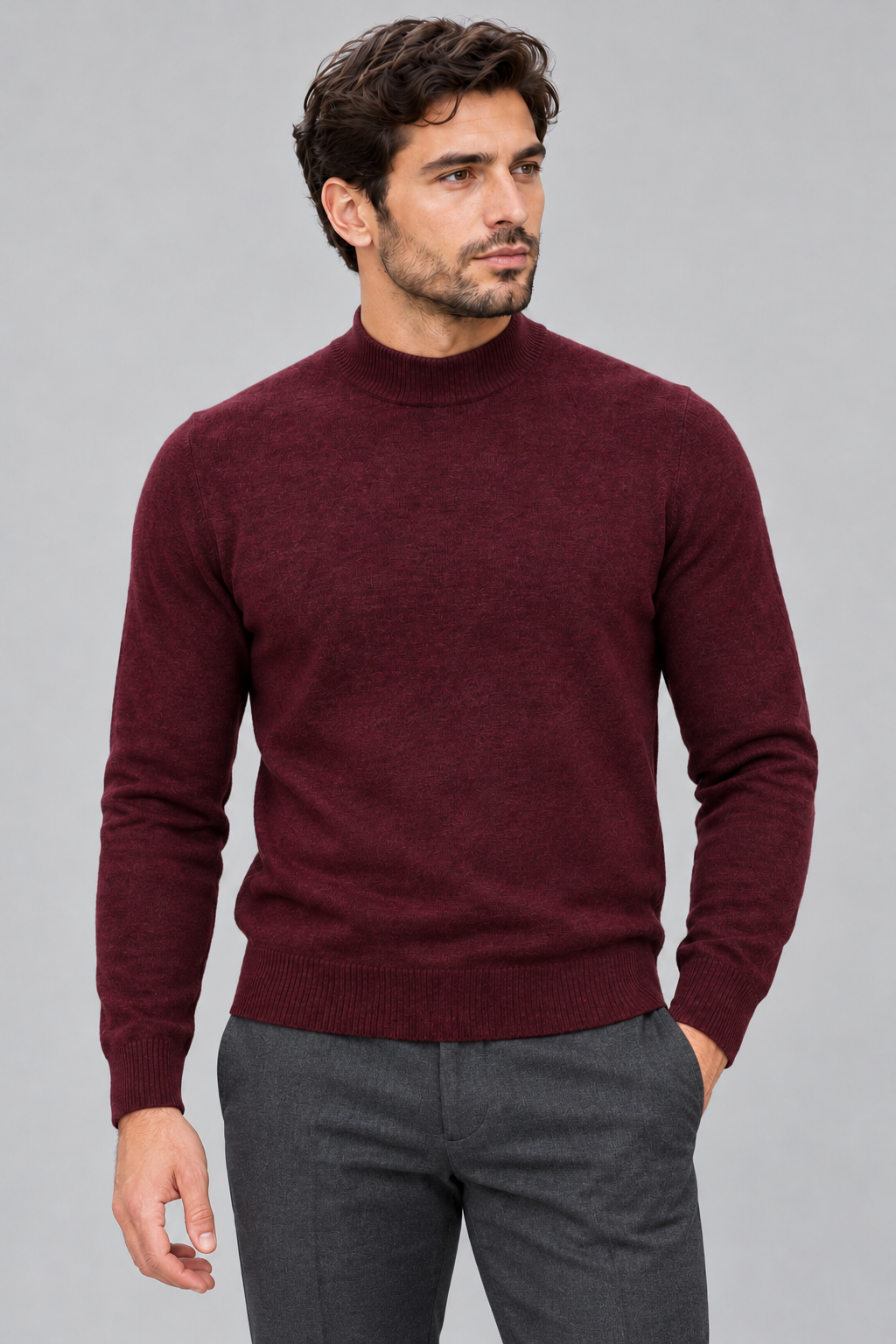 Mezzocollo Effetto Cashmere -BORGOGNA