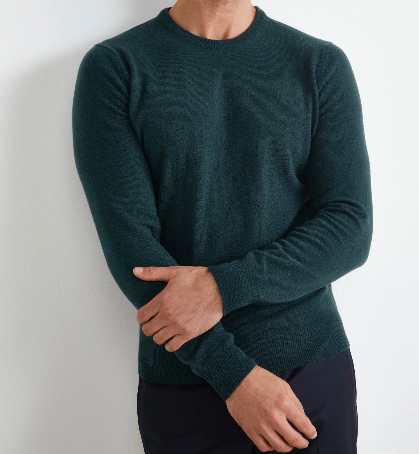 NUOVO Girocollo verde mano CASHMERE