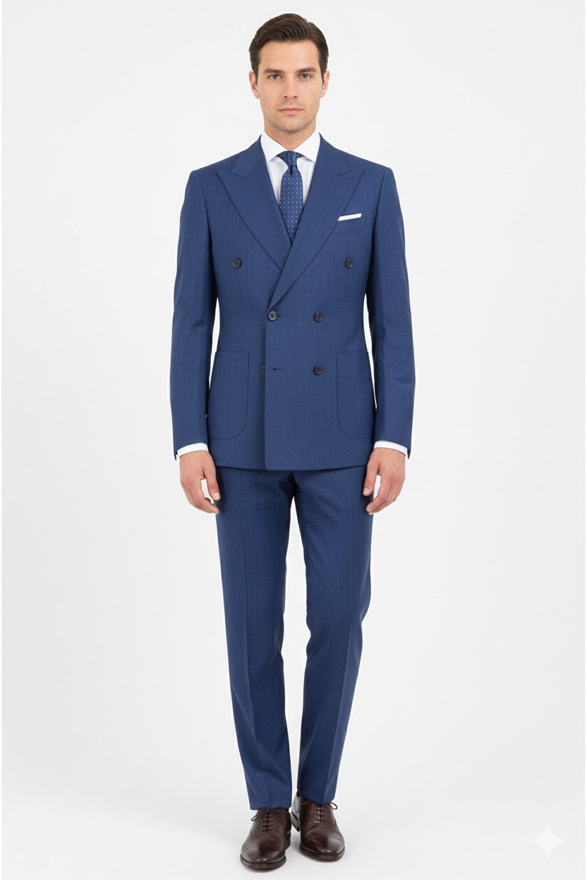 Abito Doppiopetto gessato in tinta tasca a toppa